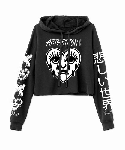 Crying Heart Cropped Fleece Hoodie